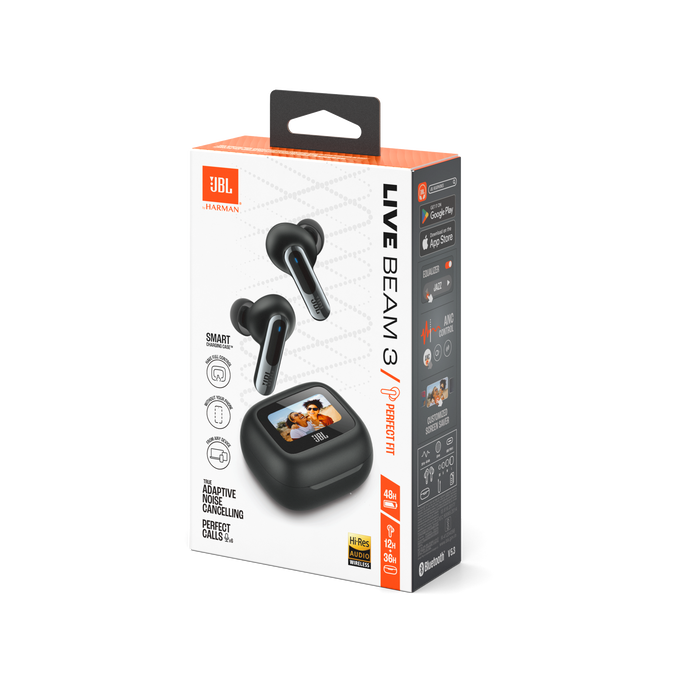 JBL Live Beam 3 - Black - True wireless noise-cancelling closed-stick earbuds - Detailshot 15 image number null