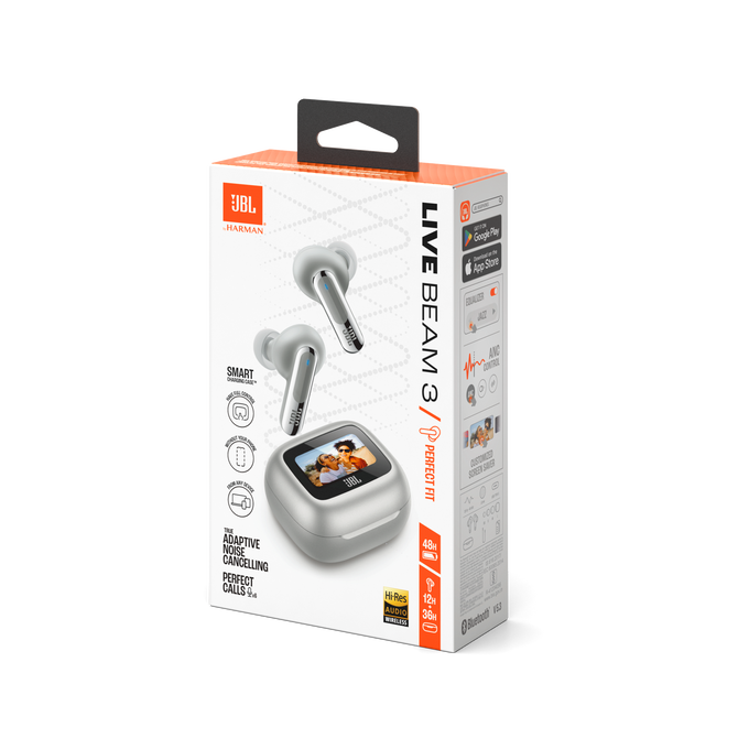 JBL Live Beam 3 - Silver - True wireless noise-cancelling closed-stick earbuds - Detailshot 15 image number null