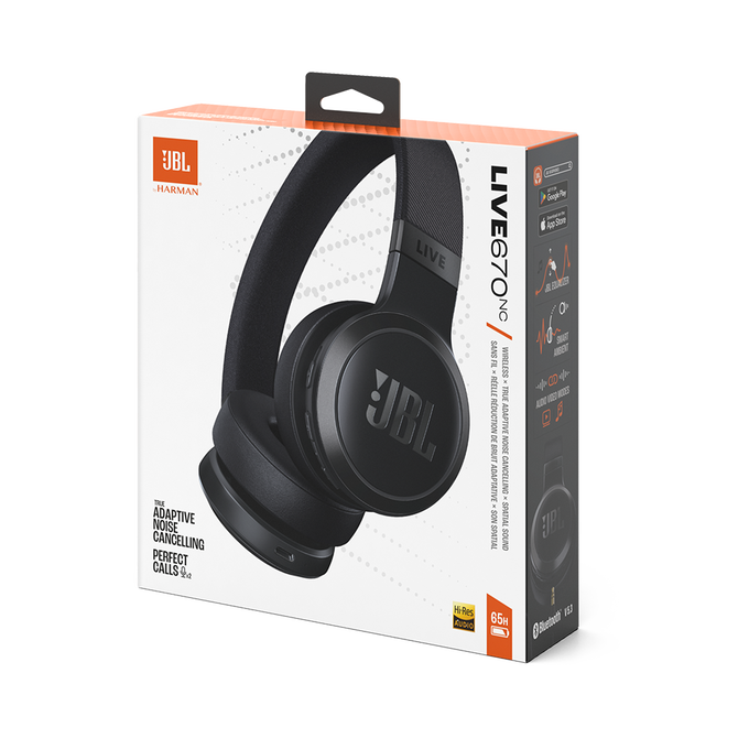 JBL Live 670NC - Black - Wireless On-Ear Headphones with True Adaptive Noise Cancelling - Detailshot 10 image number null