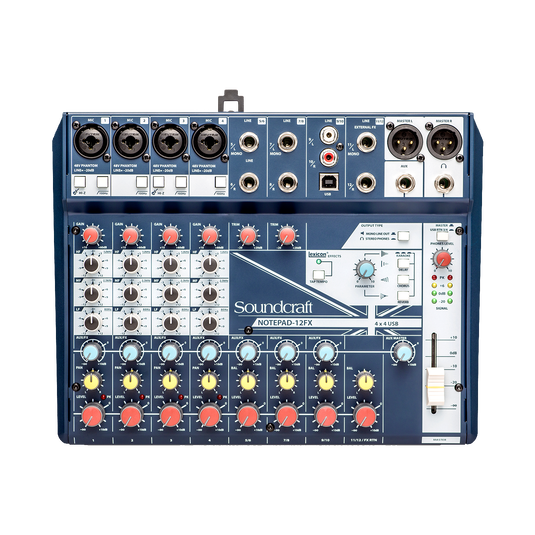 Notepad-12FX - Dark Blue - Small-format analog mixing console with USB I/O and Lexicon effects - Front image number null