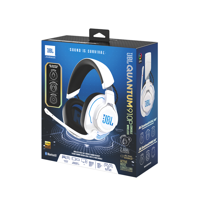 JBL Quantum 910P Console Wireless - White - Wireless over-ear console gaming headset with head tracking-enhanced, Active Noise Cancelling and Bluetooth - Detailshot 11 image number null