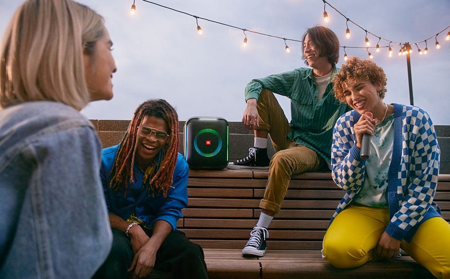 JBL PartyBox Encore | Portable party speaker with 100W powerful sound,  built-in dynamic light show, included digital wireless mics, and splash  proof