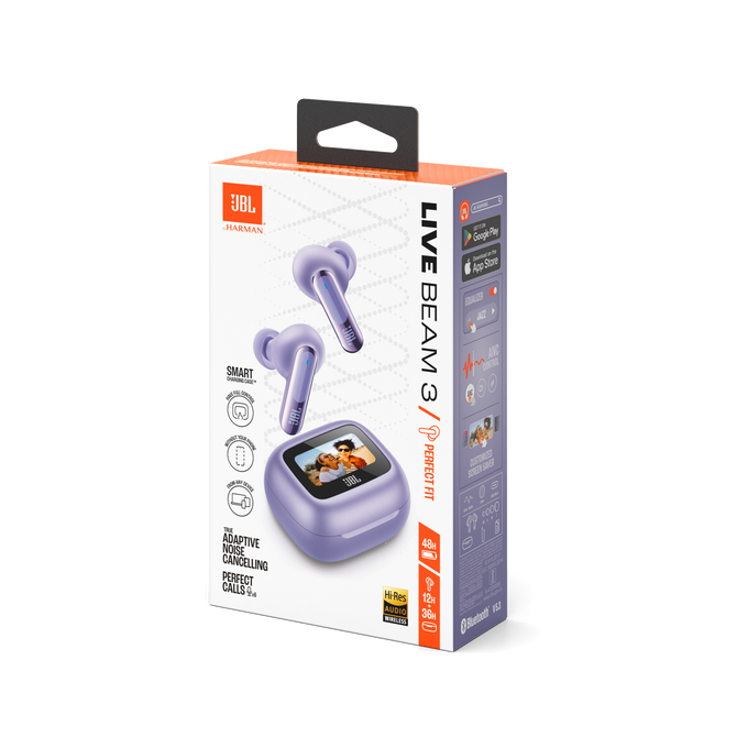JBL Live Beam 3 - Purple - True wireless noise-cancelling closed-stick earbuds - Detailshot 15 image number null