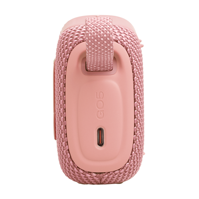 JBL Go 5 - Pink - Ultra-portable waterproof and drop-proof speaker with JBL legendary sound and ambient edge lighting - Left image number null
