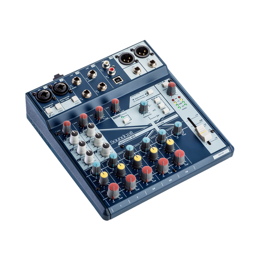 Notepad-8FX - Dark Blue - Small-format analog mixing console with USB I/O and Lexicon effects - Hero image number null