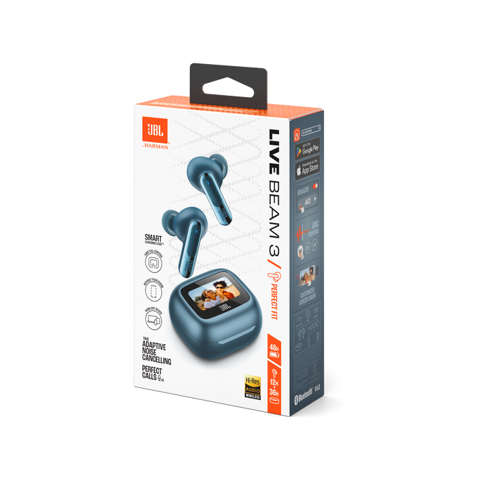 JBL Live Beam 3 - Blue - True wireless noise-cancelling closed-stick earbuds - Detailshot 15 image number null