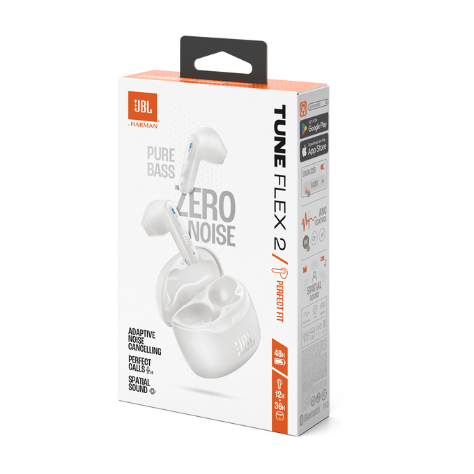 JBL Tune Flex 2 - White - True Wireless Noise Cancelling Earbuds - Detailshot 15 image number null