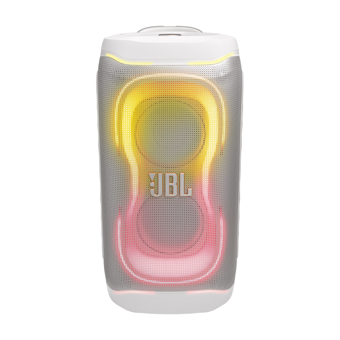 JBL PartyBox 330 - White - Portable party speaker with JBL legendary sound, futuristic lighting, a telescopic handle and wide wheels. - Front image number null