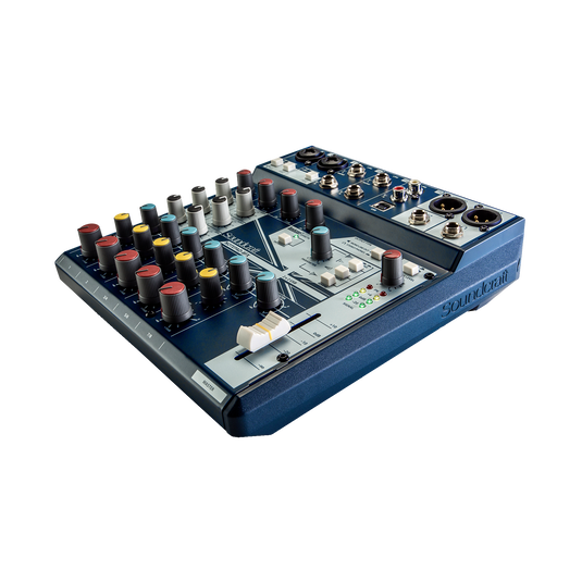 Notepad-8FX - Dark Blue - Small-format analog mixing console with USB I/O and Lexicon effects - Detailshot 1 image number null