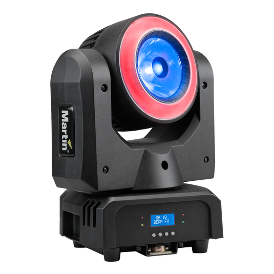 RUSH MH 10 Beam FX - Black - Super Compact LED Beam Light with RGBW Color Mixing and LED Pixel Ring - Hero image number null