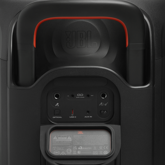 JBL PartyBox 330 - Black - Portable party speaker with JBL legendary sound, futuristic lighting, a telescopic handle and wide wheels. - Detailshot 4 image number null