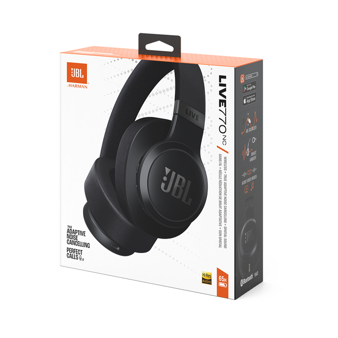 JBL Live 770NC - Black - Wireless Over-Ear Headphones with True Adaptive Noise Cancelling - Detailshot 15 image number null