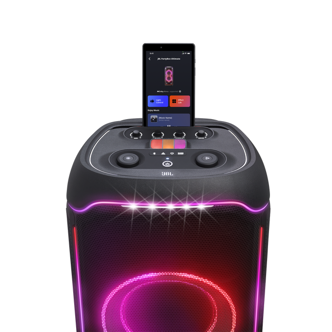 JBL PartyBox Ultimate - Black - Massive party speaker with powerful sound, multi-dimensional lightshow, and splashproof design. - Detailshot 1 image number null