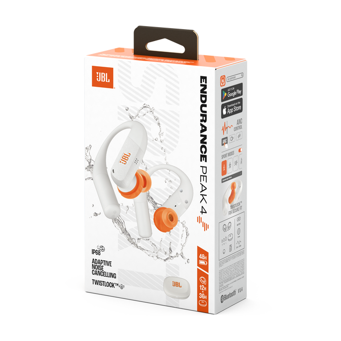 JBL Endurance Peak 4 - White - True Wireless Noise Cancelling Sport Earbuds - Detailshot 15 image number null