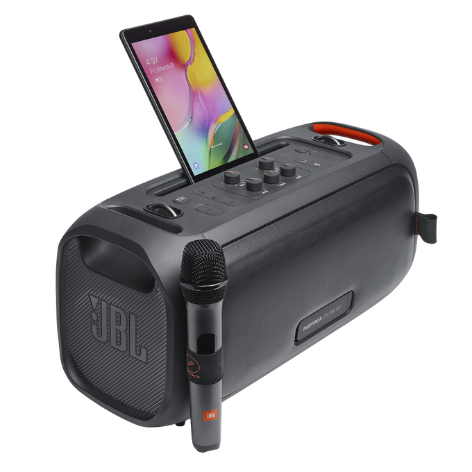 JBL PartyBox On-The-Go - Black - Portable party speaker with built-in lights and wireless mic - Detailshot 5 image number null