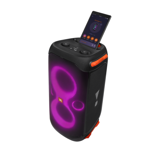 JBL Partybox 110 - Black - Portable party speaker with 160W powerful sound, built-in lights and splashproof design. - Detailshot 2 image number null