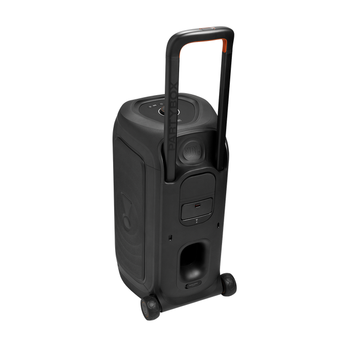 JBL PartyBox 330 - Black - Portable party speaker with JBL legendary sound, futuristic lighting, a telescopic handle and wide wheels. - Back image number null