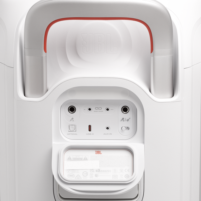 JBL PartyBox 330 - White - Portable party speaker with JBL legendary sound, futuristic lighting, a telescopic handle and wide wheels. - Detailshot 4 image number null