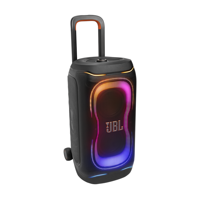 JBL PartyBox 330 - Black - Portable party speaker with JBL legendary sound, futuristic lighting, a telescopic handle and wide wheels. - Detailshot 1 image number null
