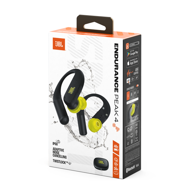 JBL Endurance Peak 4 - Black / Lime - True Wireless Noise Cancelling Sport Earbuds - Detailshot 15 image number null