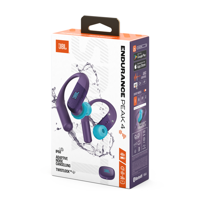 JBL Endurance Peak 4 - Purple - True Wireless Noise Cancelling Sport Earbuds - Detailshot 15 image number null