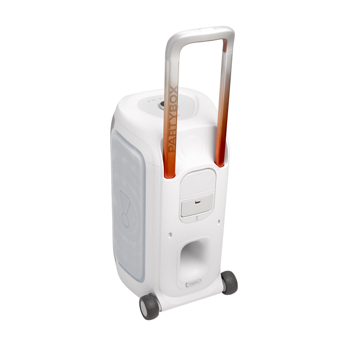 JBL PartyBox 330 - White - Portable party speaker with JBL legendary sound, futuristic lighting, a telescopic handle and wide wheels. - Back image number null