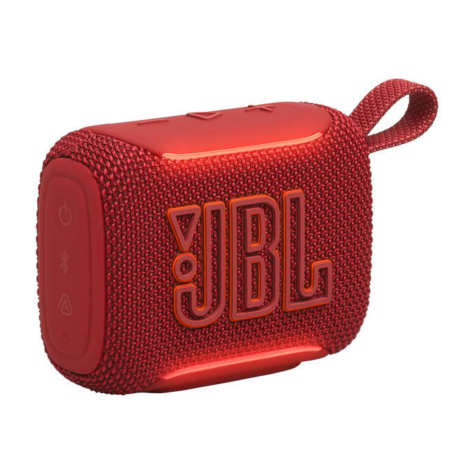 JBL Go 5 - Red - Ultra-portable waterproof and drop-proof speaker with JBL legendary sound and ambient edge lighting - Hero image number null