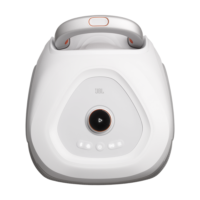 JBL PartyBox 330 - White - Portable party speaker with JBL legendary sound, futuristic lighting, a telescopic handle and wide wheels. - Top image number null