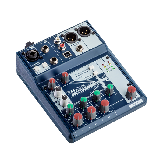 Notepad-5 - Dark Blue - Small-format analog mixing console with USB I/O - Hero image number null
