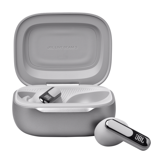 JBL Live Beam 3 - Silver - True wireless noise-cancelling closed-stick earbuds - Front image number null