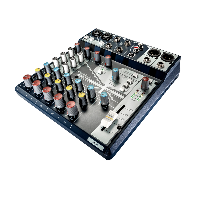 Notepad-8FX - Dark Blue - Small-format analog mixing console with USB I/O and Lexicon effects - Detailshot 2 image number null