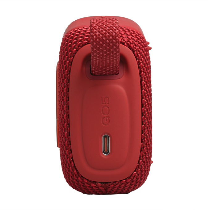 JBL Go 5 - Red - Ultra-portable waterproof and drop-proof speaker with JBL legendary sound and ambient edge lighting - Left image number null