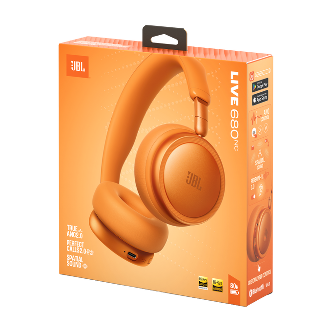 JBL Live 680NC - Orange - Wireless on-ear Noise Cancelling headphones - Detailshot 15 image number null