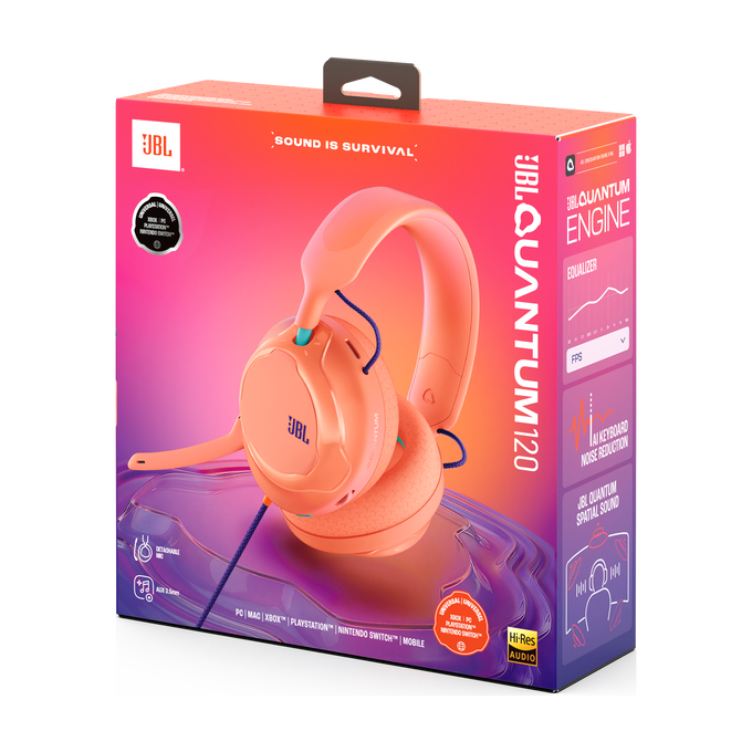 JBL Quantum 120 - Coral - Wired multiplatform gaming headset - Detailshot 15 image number null