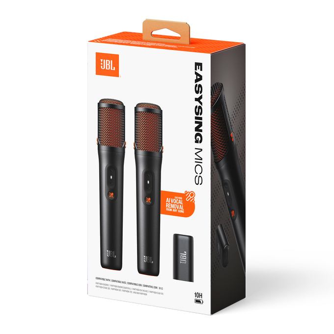 JBL EasySing Mics - Black - Two wireless AI-powered microphones with real-time vocal removal - Detailshot 6 image number null
