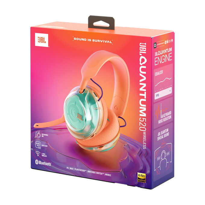JBL Quantum 520 - Coral - Wireless multiplatform gaming headset - Detailshot 15 image number null