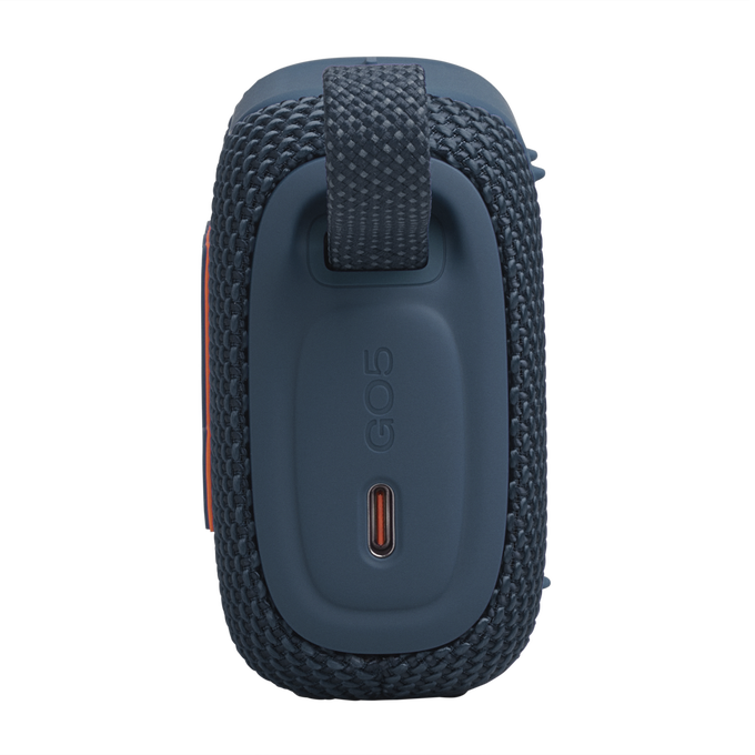 JBL Go 5 - Blue - Ultra-portable waterproof and drop-proof speaker with JBL legendary sound and ambient edge lighting - Left image number null