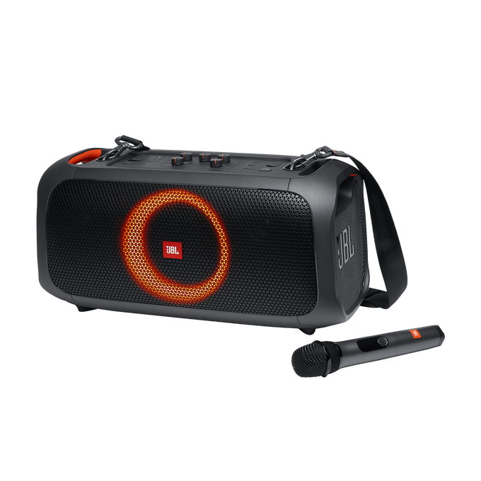 JBL PartyBox On-The-Go - Black - Portable party speaker with built-in lights and wireless mic - Hero image number null