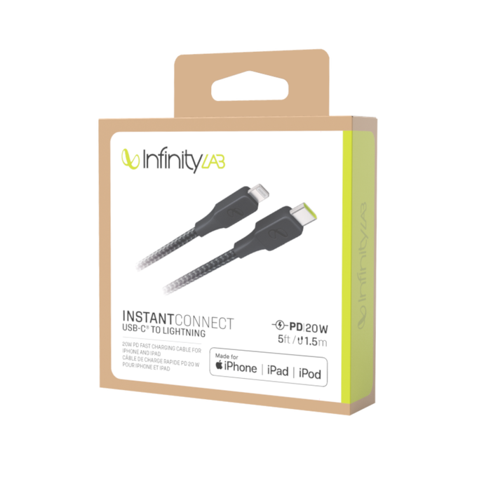 InstantConnect USB-C to Lightning - Black - 20W PD fast charging cable for iPhone® and iPad® - Detailshot 5 image number null