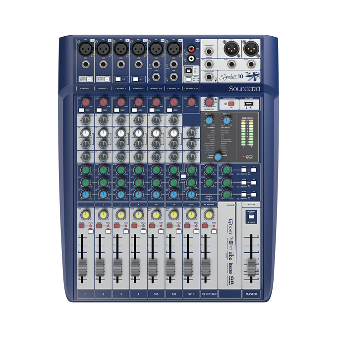 Signature 10 - Dark Blue - 10-input small format analogue mixer with onboard effects - Front image number null