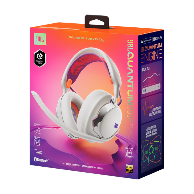 JBL Quantum 950 - White - Wireless multiplatform gaming headset with adaptive Noise Cancelling - Detailshot 15 image number null