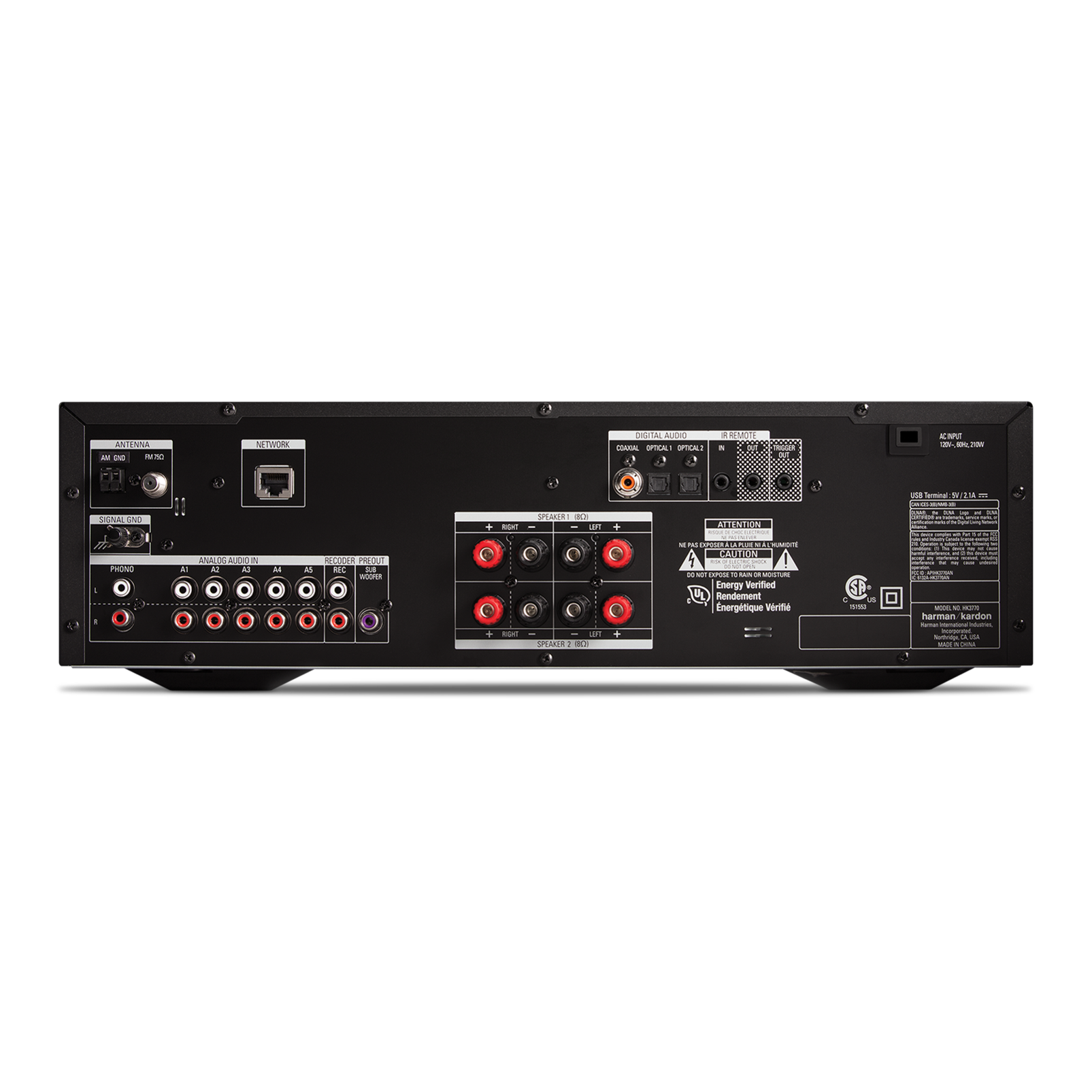 HK 3770 - Black - 240 watt stereo receiver with network connectivity - Back