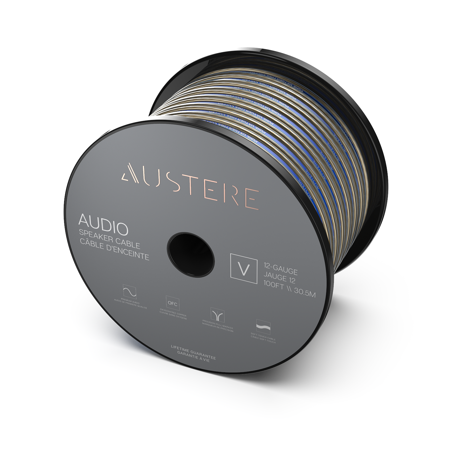 Austere V series 14AWG 100ft aDesign speaker cable - Black - Austere V series 14AWG 100ft aDesign speaker cable - Hero
