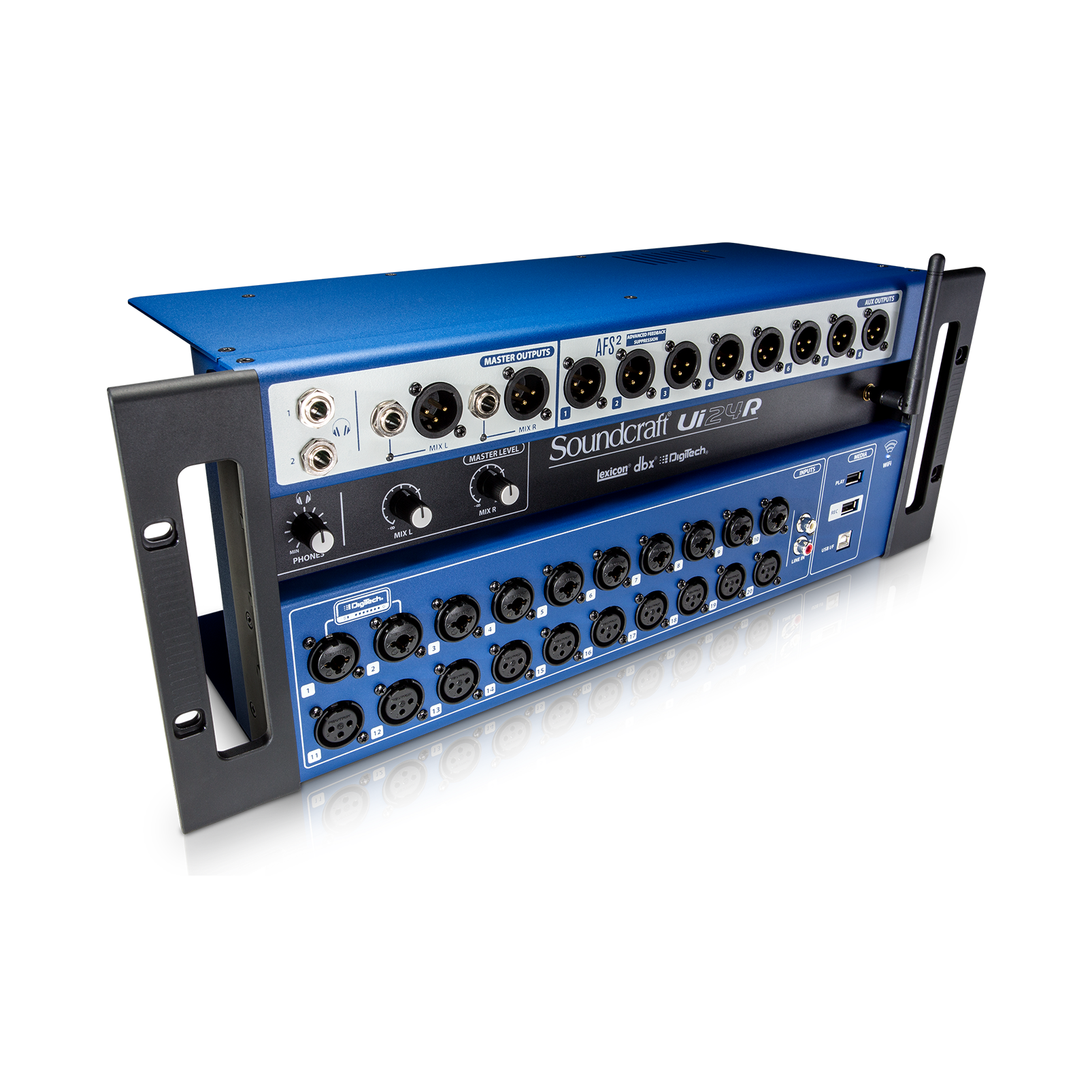 Ui24R - Dark Blue - 24-channel digital mixer/USB multi-track recorder with wireless control - Hero