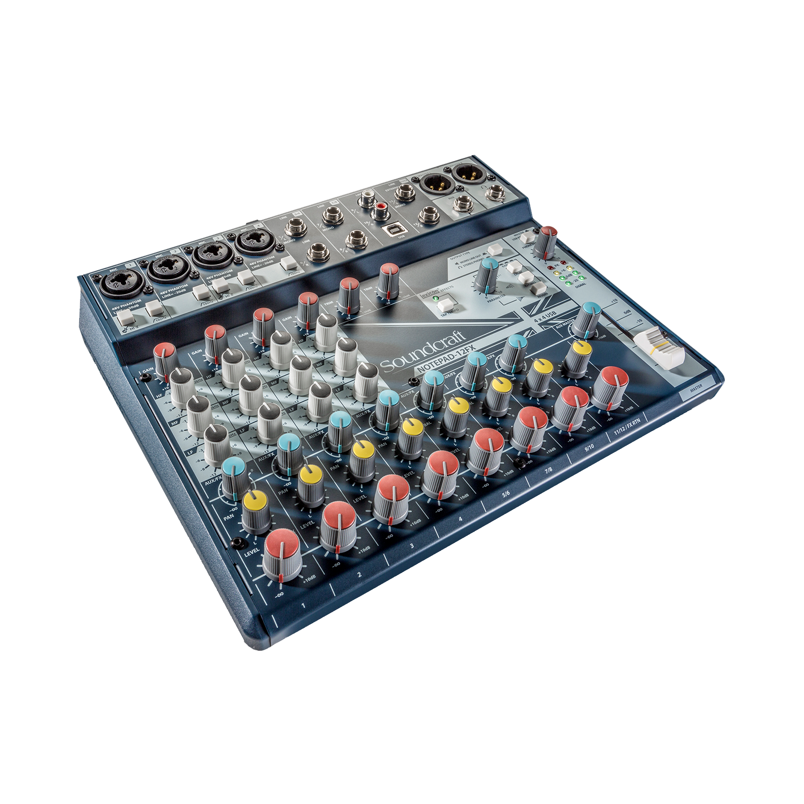 Notepad-12FX - Dark Blue - Small-format analog mixing console with USB I/O and Lexicon effects - Detailshot 2