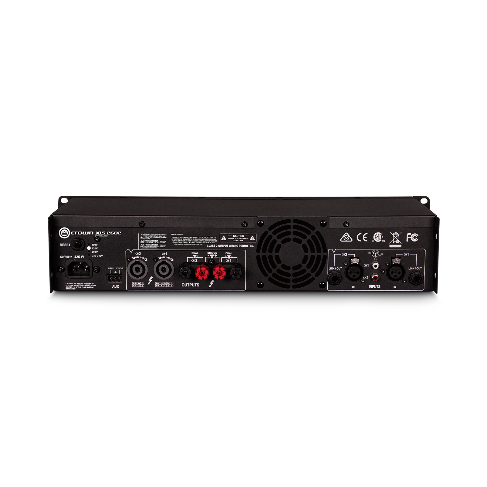 XLS 2502 - Black - Two-channel, 775W @ 4Ω power amplifier - Back