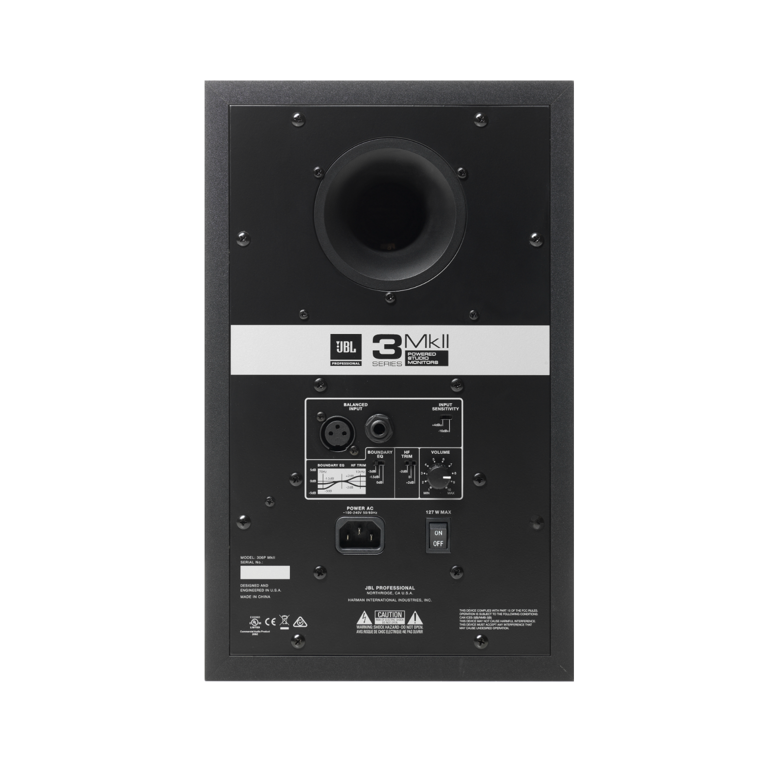 JBL 306P MkII - Black - Powered 6" (15.24 cm) Two-Way Studio Monitor - Back