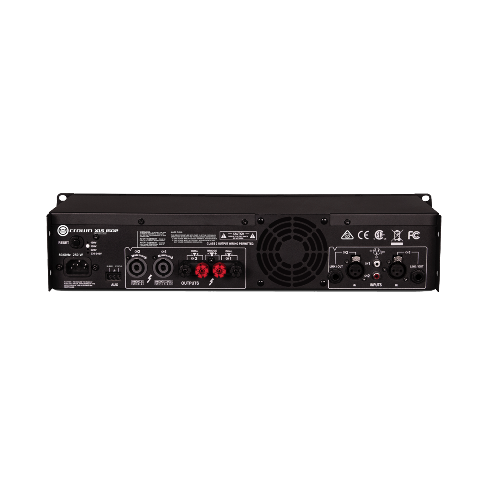 XLS 1502 - Black - Two-channel, 525W @ 4Ω power amplifier - Back