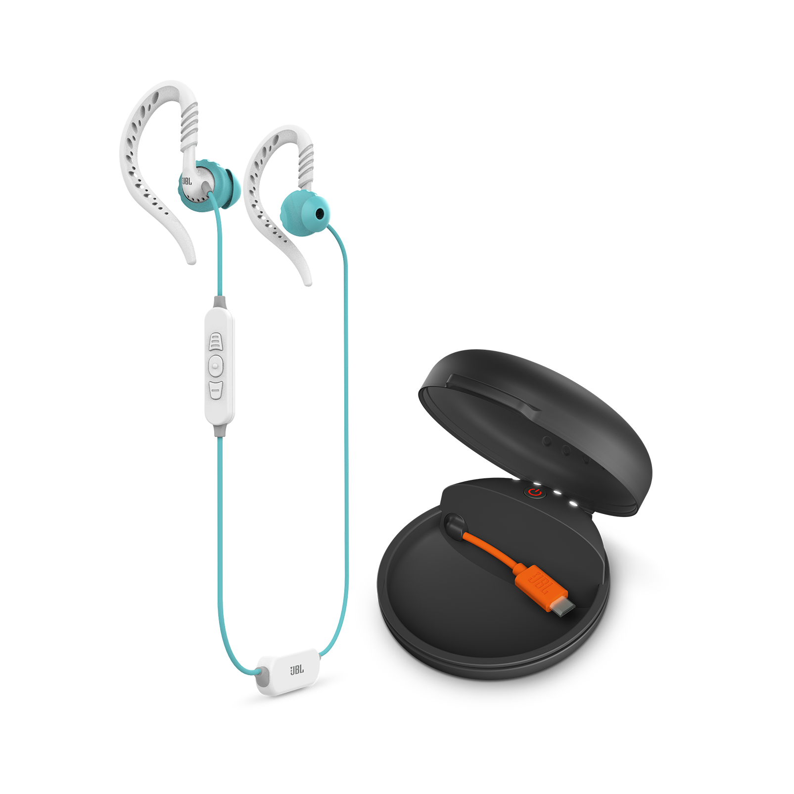 JBL Focus 700 for Women - Aqua - In-Ear Wireless Sport Headphones with charging case - Hero