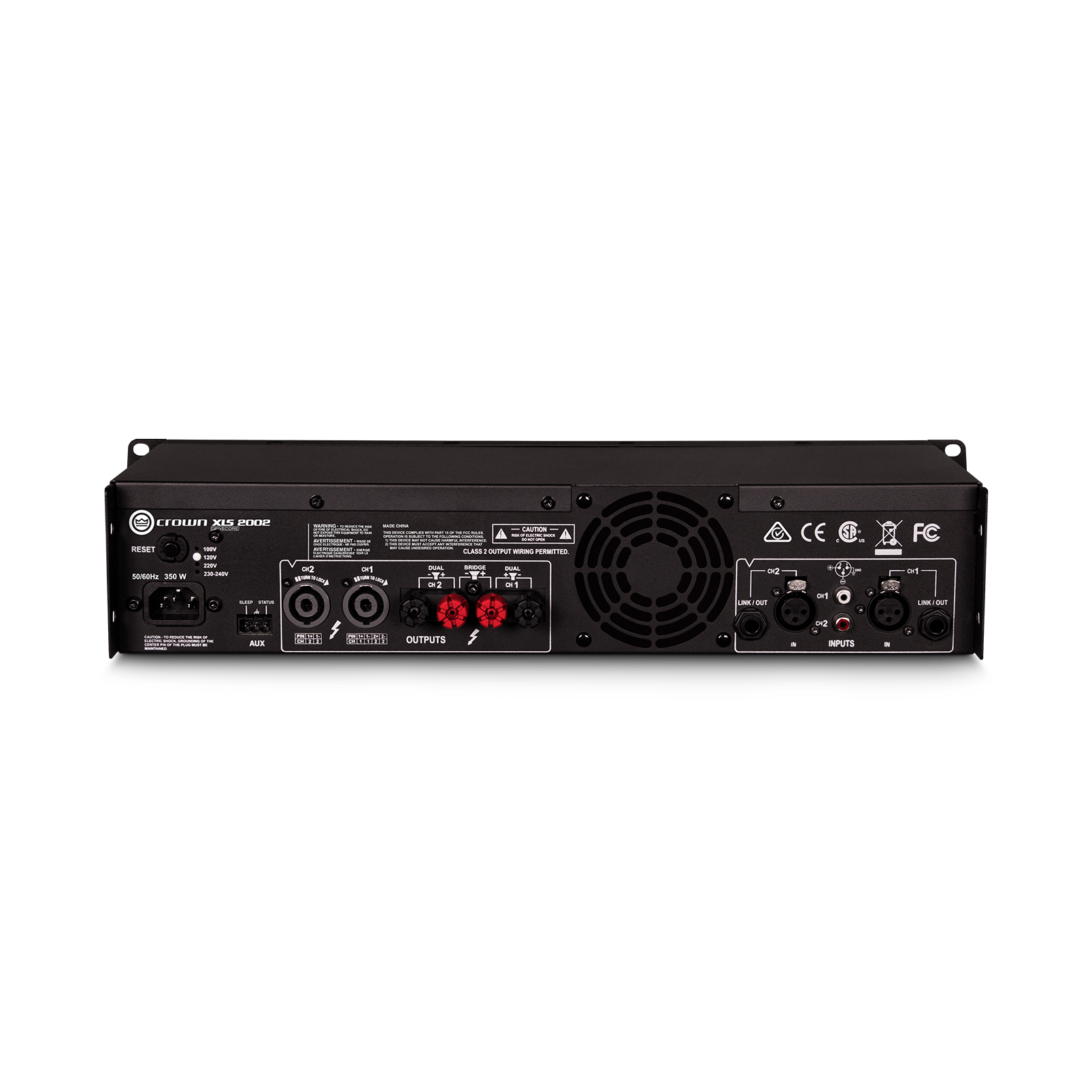 XLS 2002 - Black - Two-channel, 650W @ 4Ω power amplifier - Back